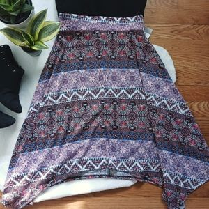 Kristin Nicole • Women's Boho High Low Tribal Print Midi Skirt